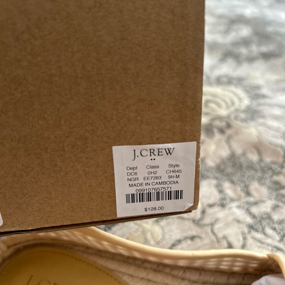 J. Crew factory Woven espadrille slip-ons flats Natural Grid Raffia size 9.5 - Picture 4 of 6